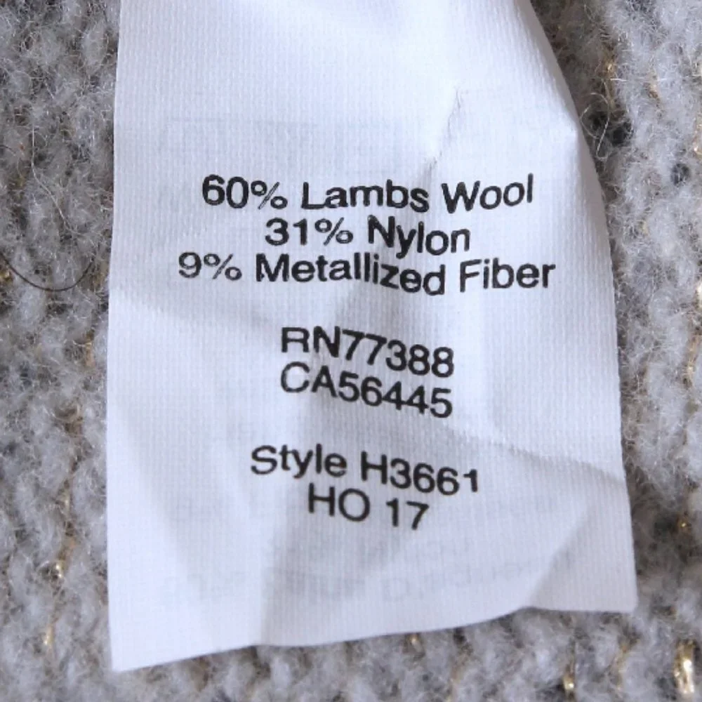 J. Crew Factory Metallic‎ Lambs Wool Blend Crew Neck Sweater Tan Women Size XS